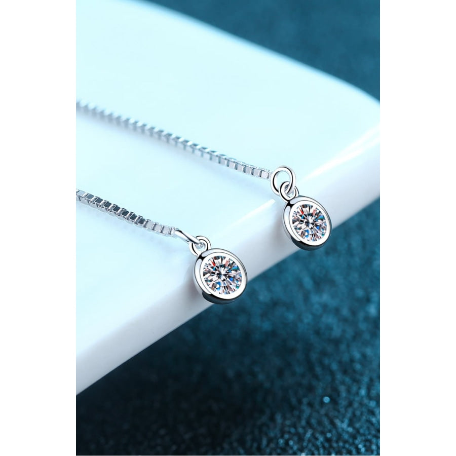 Moissanite 925 Sterling Silver Threader Earrings Silver / One Size