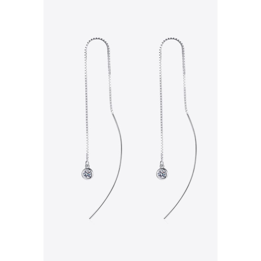 Moissanite 925 Sterling Silver Threader Earrings Silver / One Size