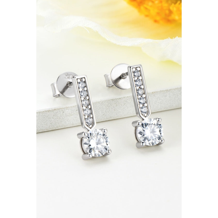 Moissanite and Zircon 925 Sterling Silver Drop Earrings Silver / One Size