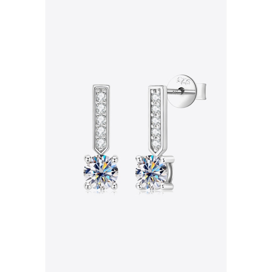 Moissanite and Zircon 925 Sterling Silver Drop Earrings Silver / One Size