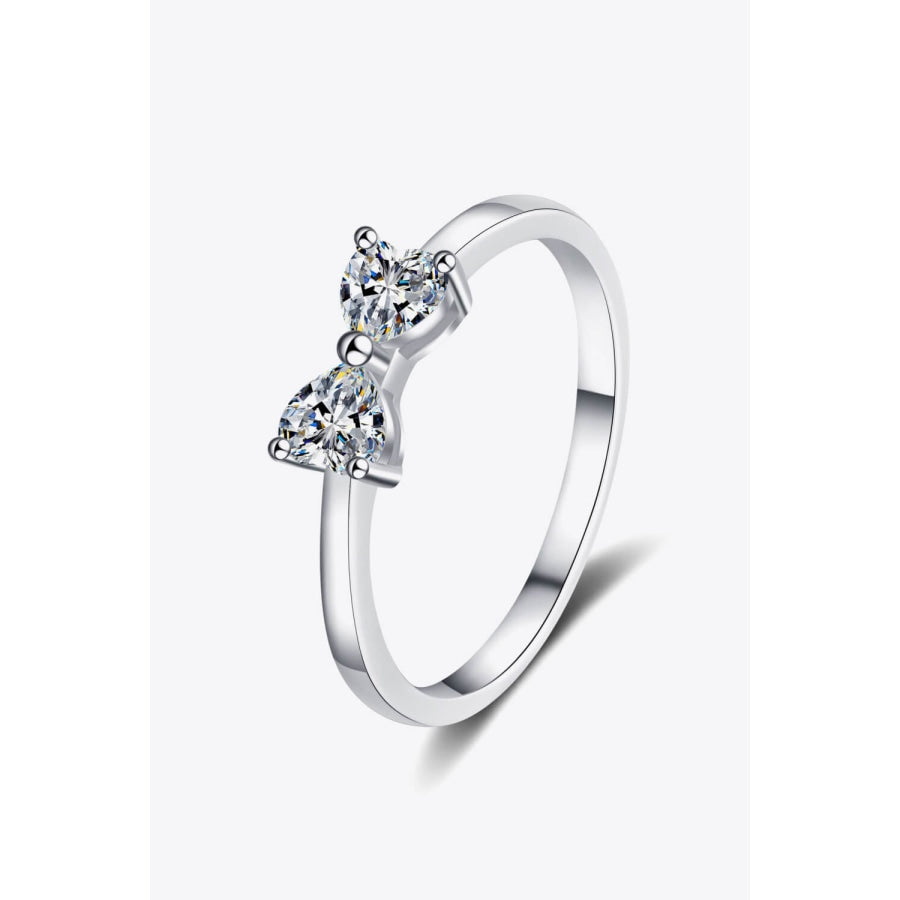 Moissanite Bow Rhodium-Plated Ring Silver / 5