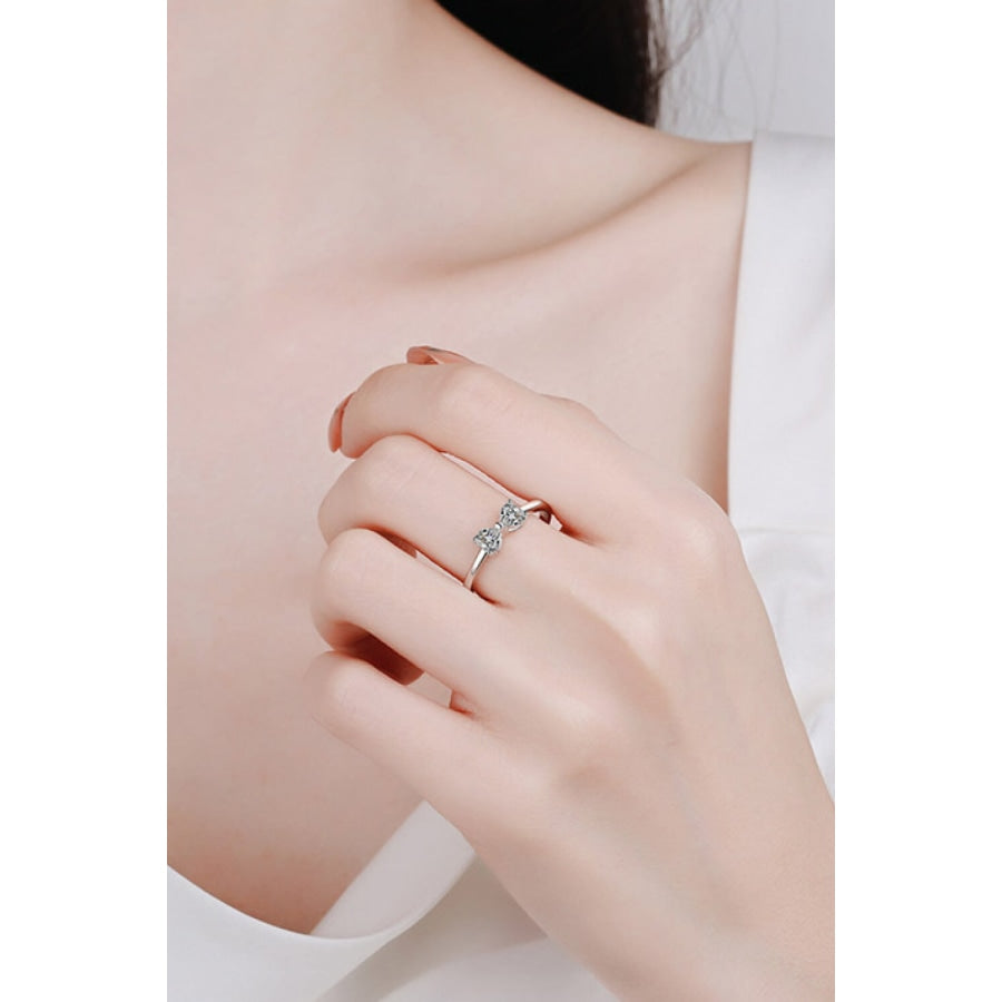 Moissanite Bow Rhodium-Plated Ring