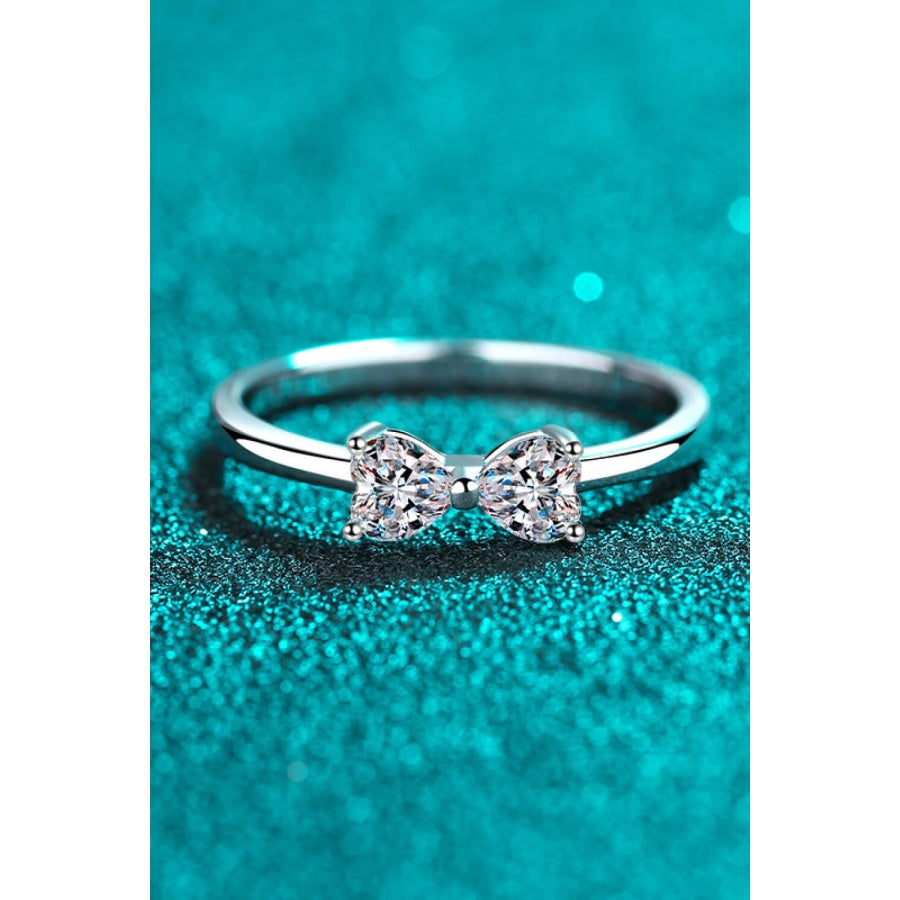 Moissanite Bow Rhodium-Plated Ring