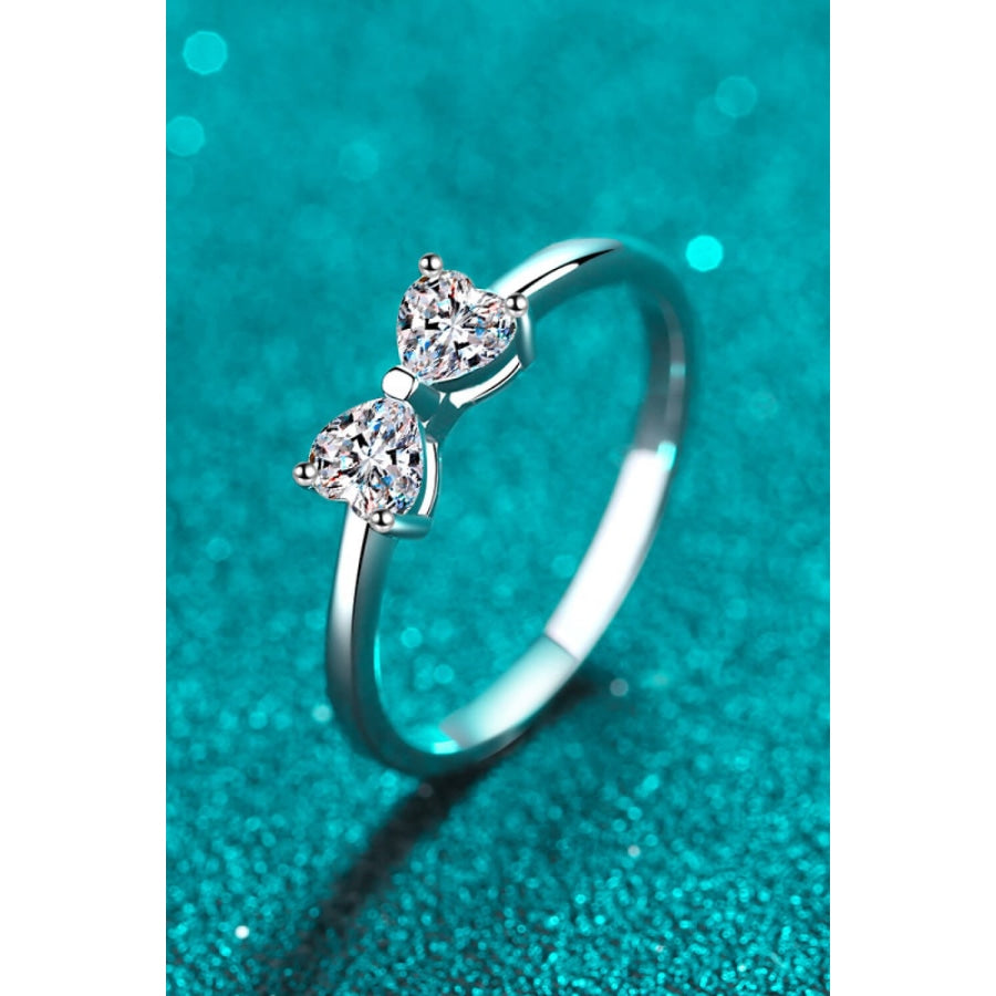 Moissanite Bow Rhodium-Plated Ring