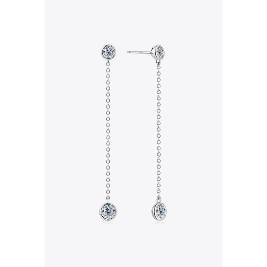 Moissanite Chain Earrings Silver / One Size