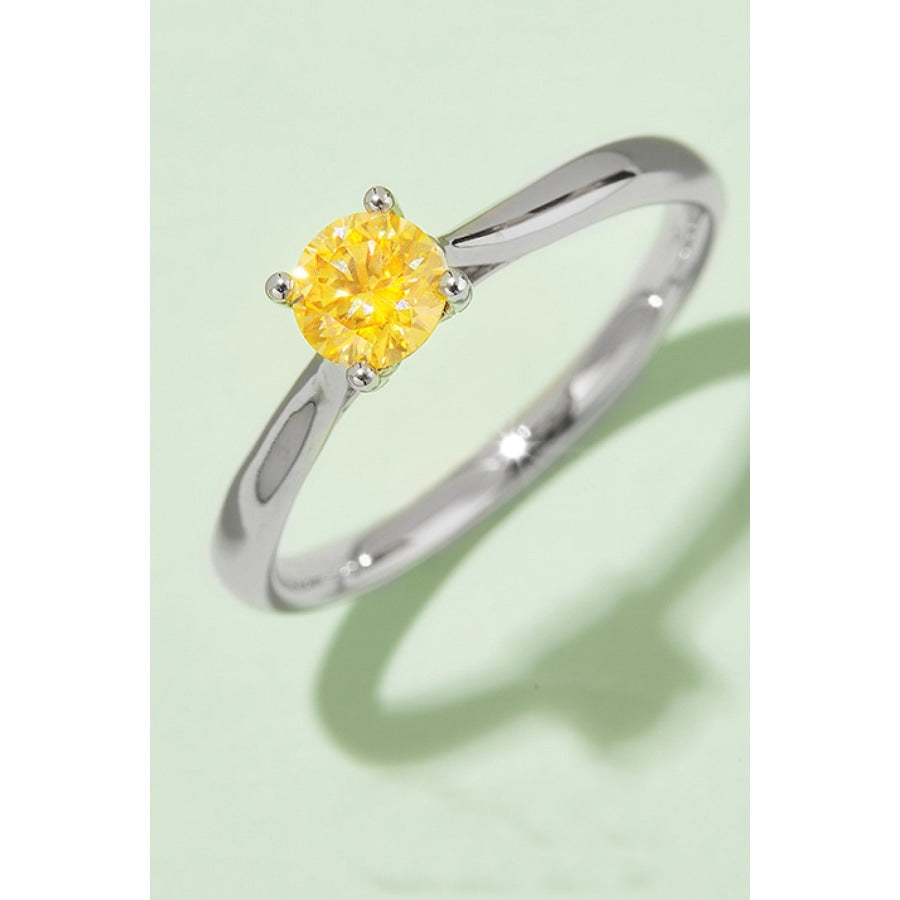 Moissanite Contrast 925 Sterling Silver Solitaire Ring Mustard / 4.5