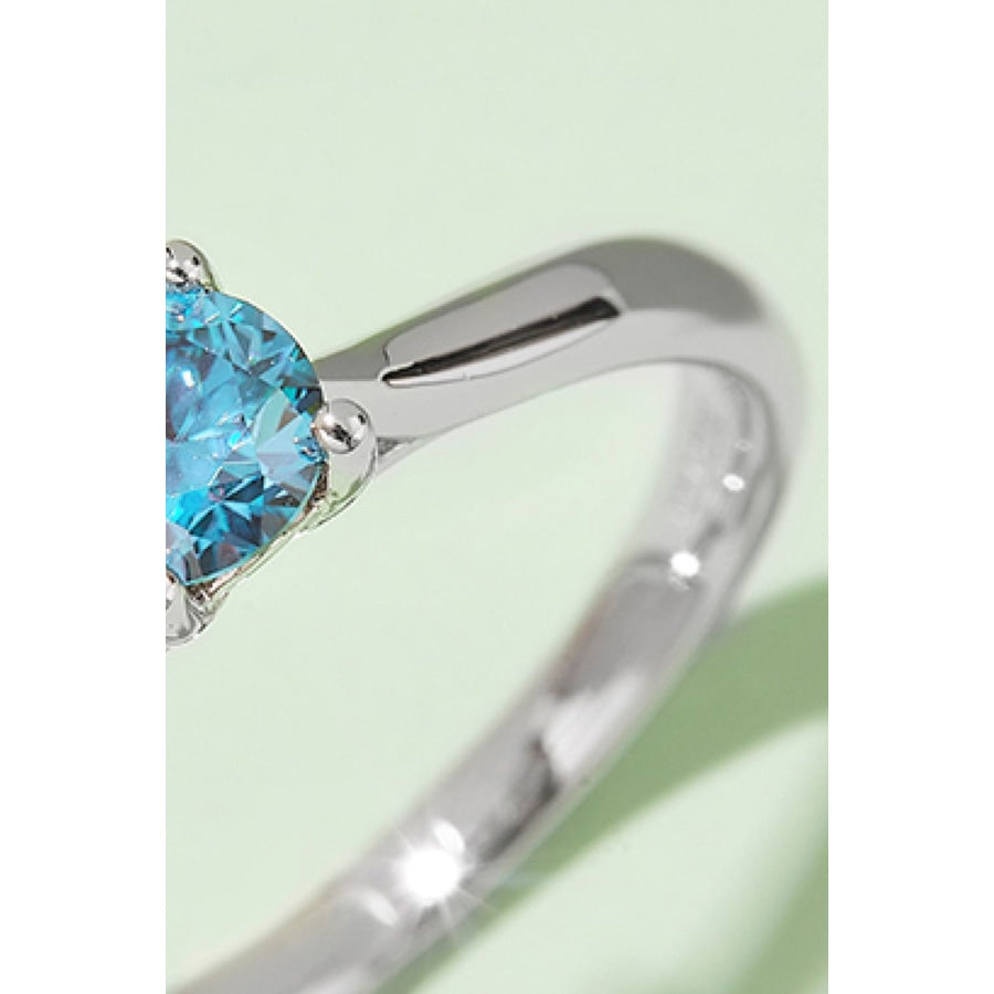 Moissanite Contrast 925 Sterling Silver Solitaire Ring