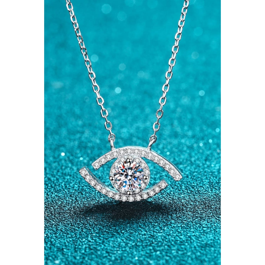 Moissanite Evil Eye Pendant 925 Sterling Silver Necklace Silver / One Size