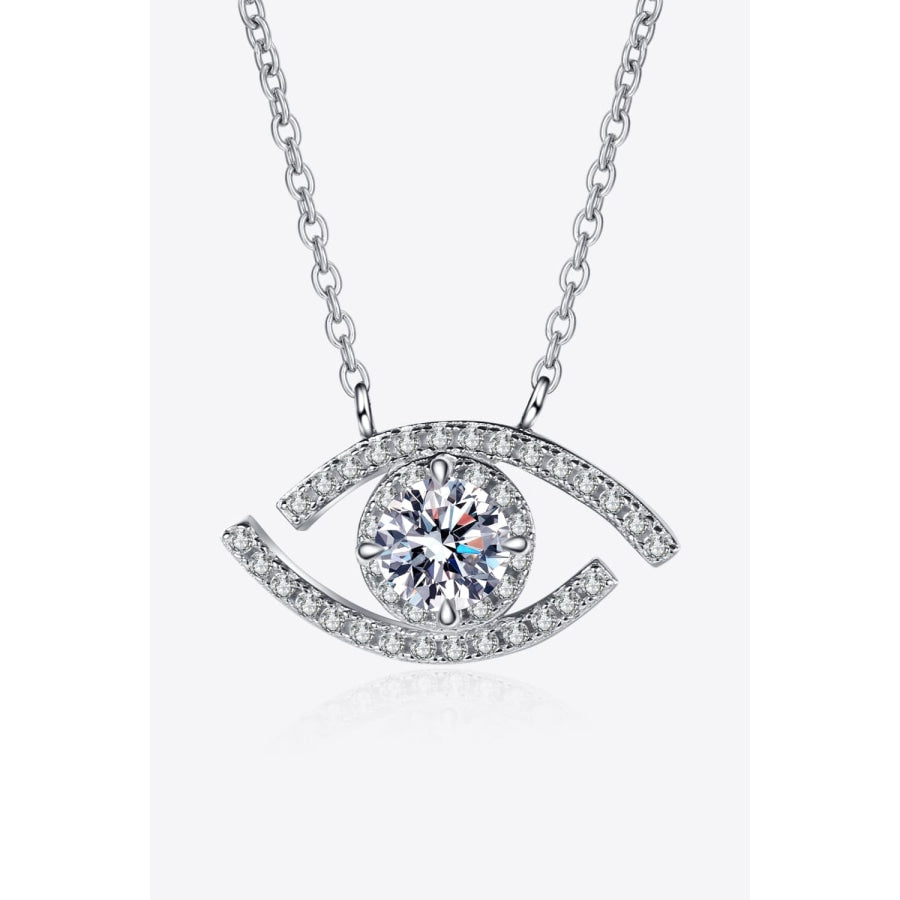 Moissanite Evil Eye Pendant 925 Sterling Silver Necklace Silver / One Size