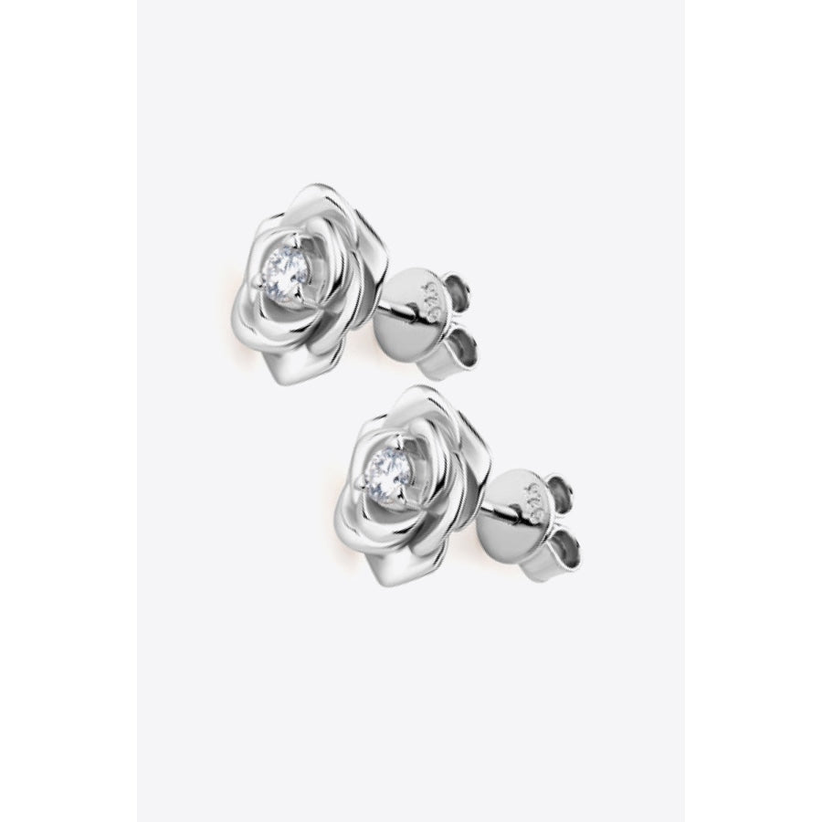 Moissanite Flower 925 Sterling Silver Earrings Silver / One Size