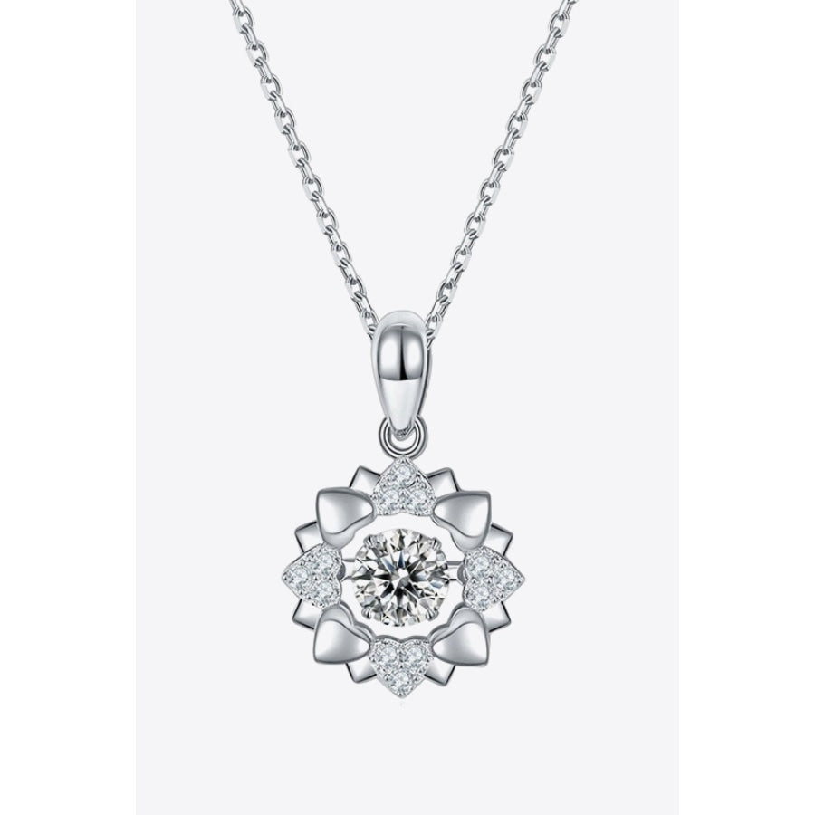 Moissanite Flower Shape Pendant Necklace Silver / One Size