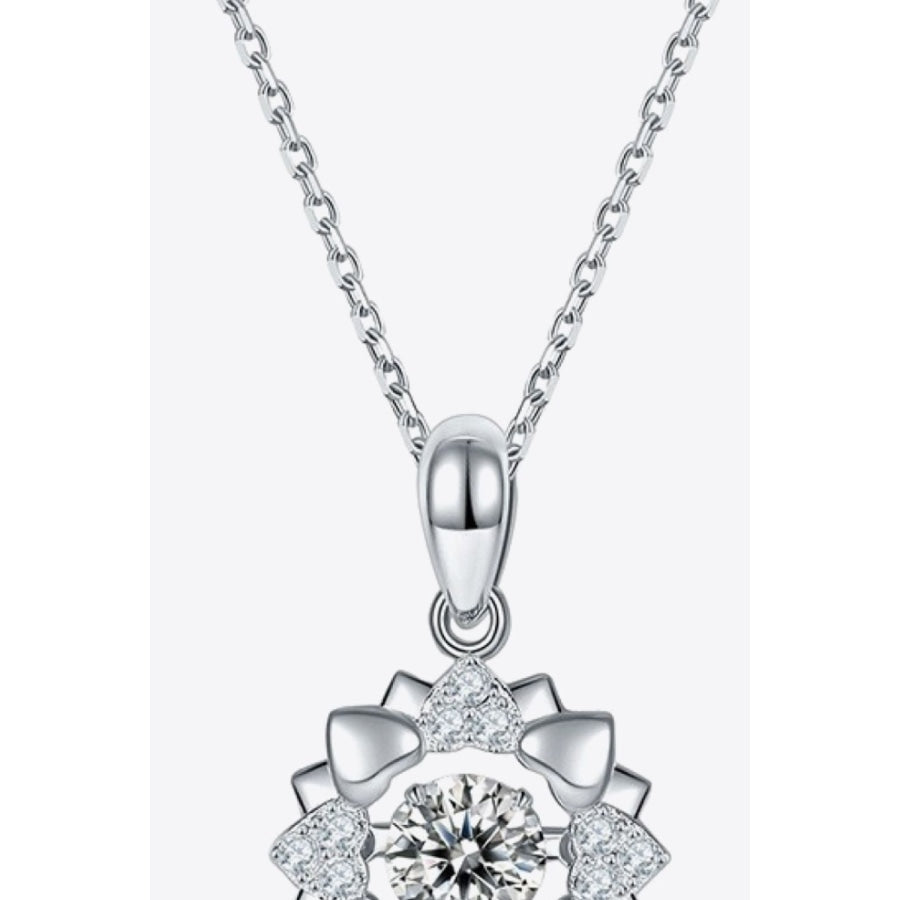 Moissanite Flower Shape Pendant Necklace Silver / One Size