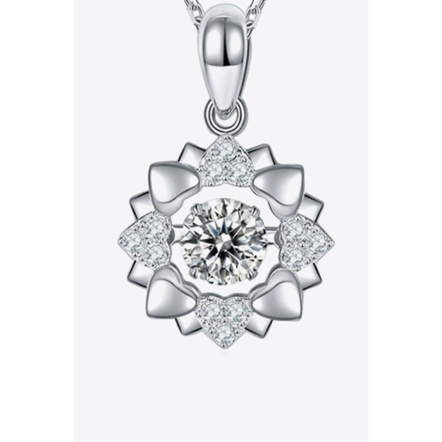 Moissanite Flower Shape Pendant Necklace Silver / One Size