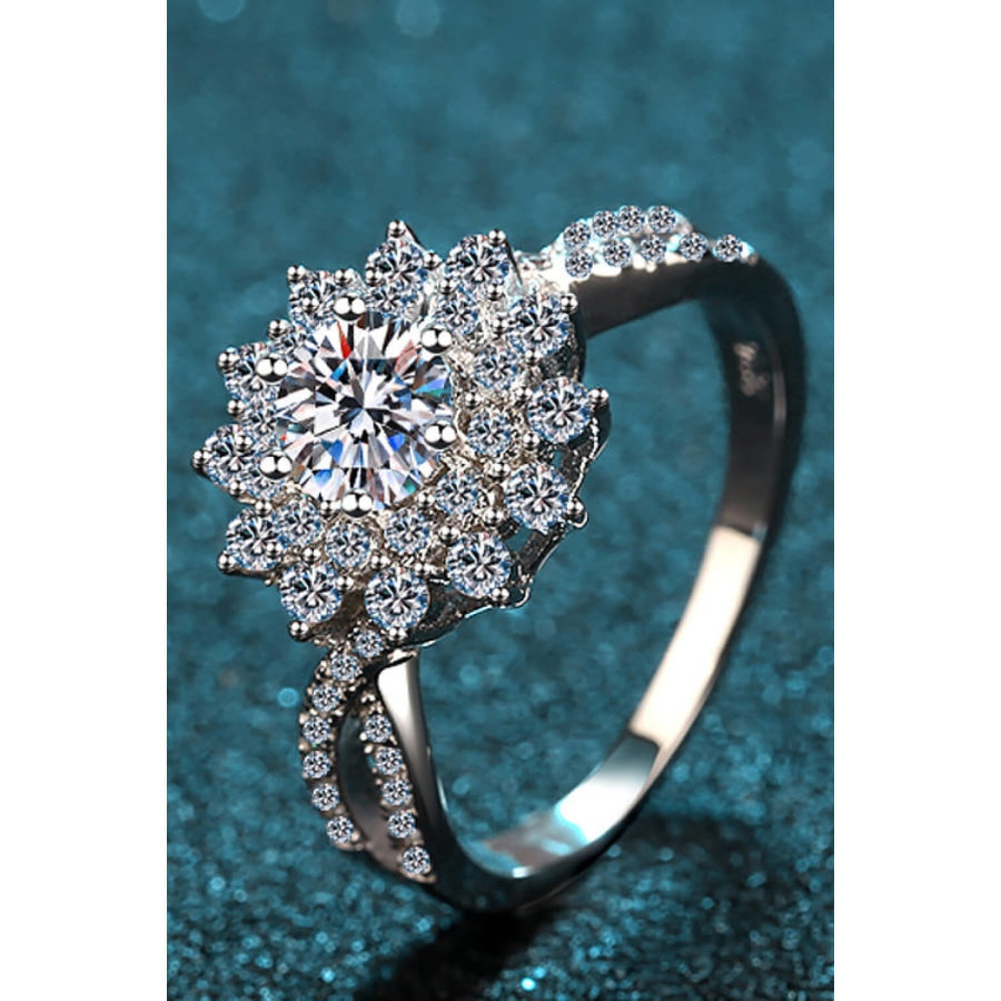 Moissanite Flower-Shape Split Shank Ring