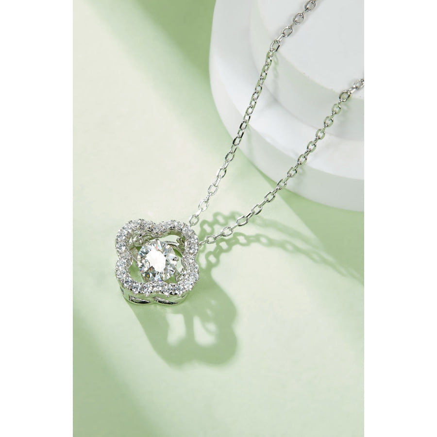 Moissanite Four Leaf Clover Pendant Necklace Silver / One Size