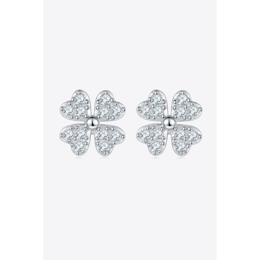 Moissanite Four Leaf Clover Stud Earrings Silver / One Size