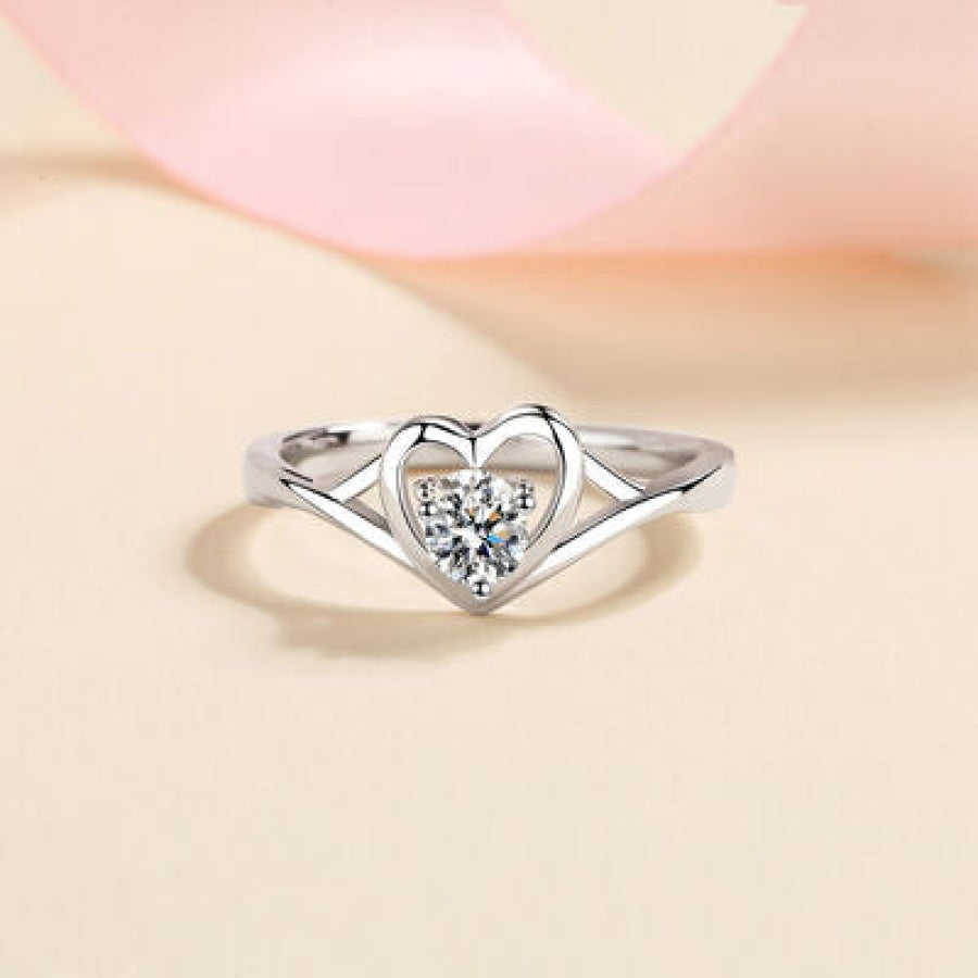 Moissanite Heart 925 Sterling Silver Ring Apparel and Accessories
