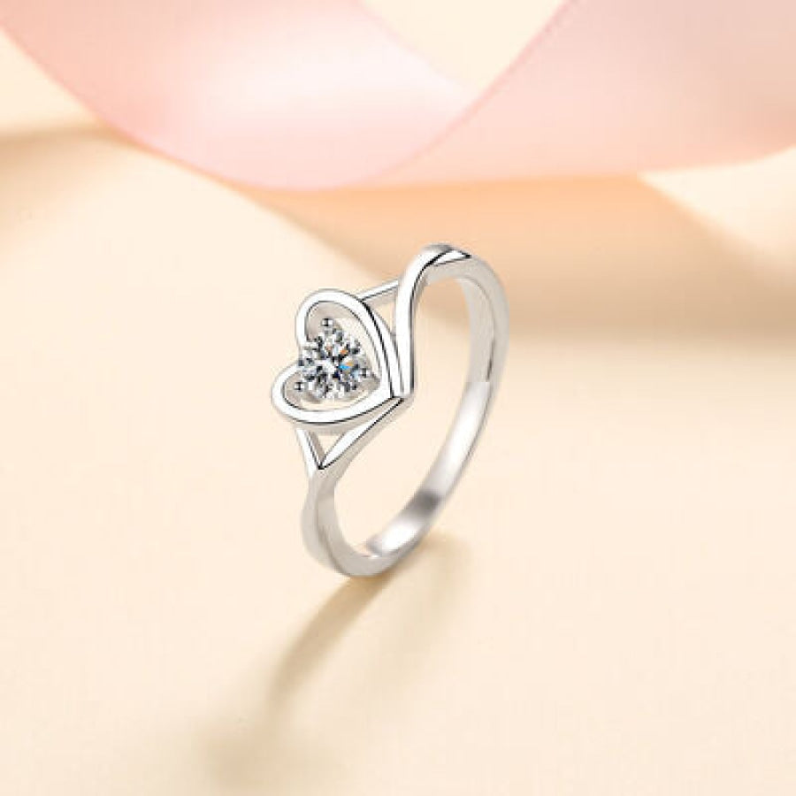 Moissanite Heart 925 Sterling Silver Ring Apparel and Accessories