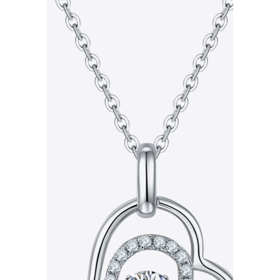 Moissanite Heart Pendant Necklace Silver / One Size