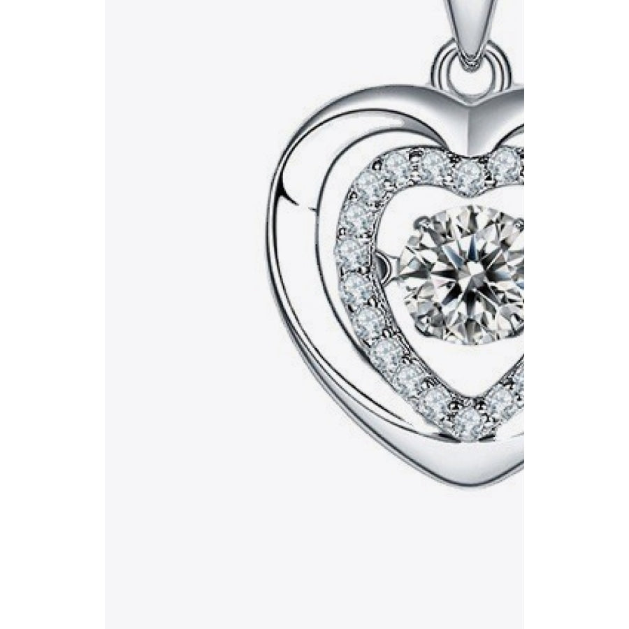 Moissanite Heart Pendant Necklace Silver / One Size