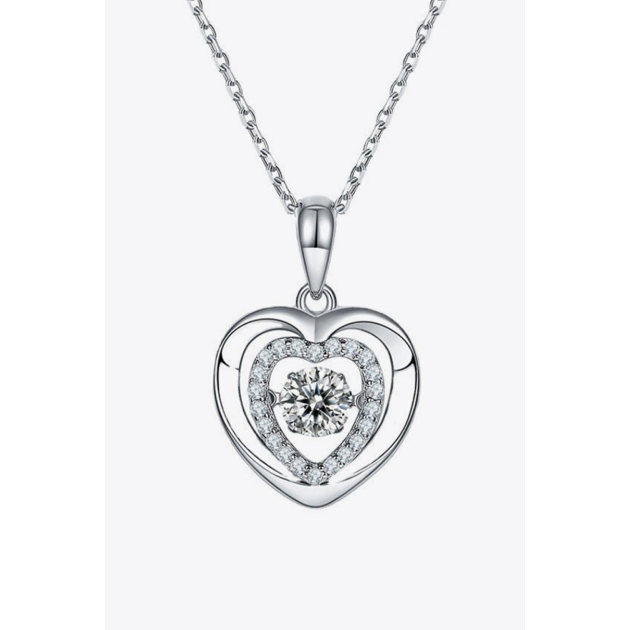 Moissanite Heart Pendant Necklace Silver / One Size
