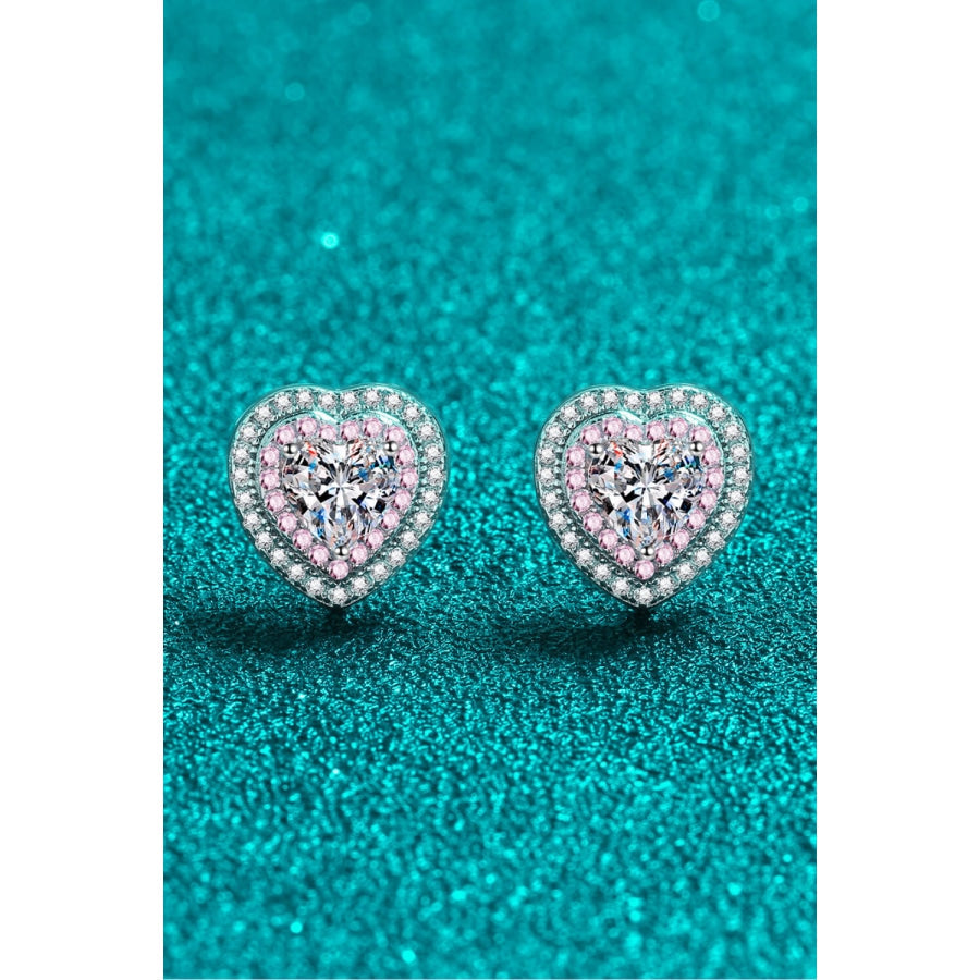 Moissanite Heart-Shaped Stud Earrings Silver / One Size