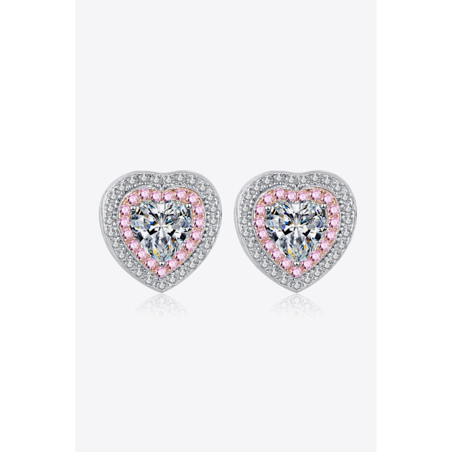 Moissanite Heart-Shaped Stud Earrings Silver / One Size