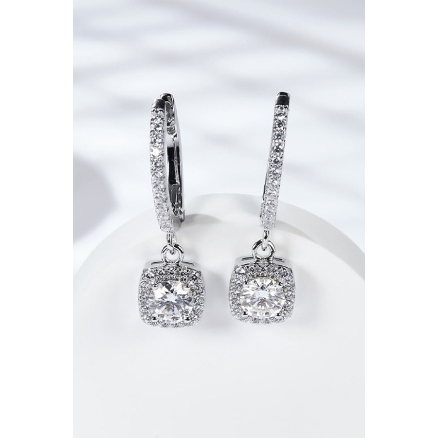 Moissanite Huggie Drop Earrings Silver / One Size