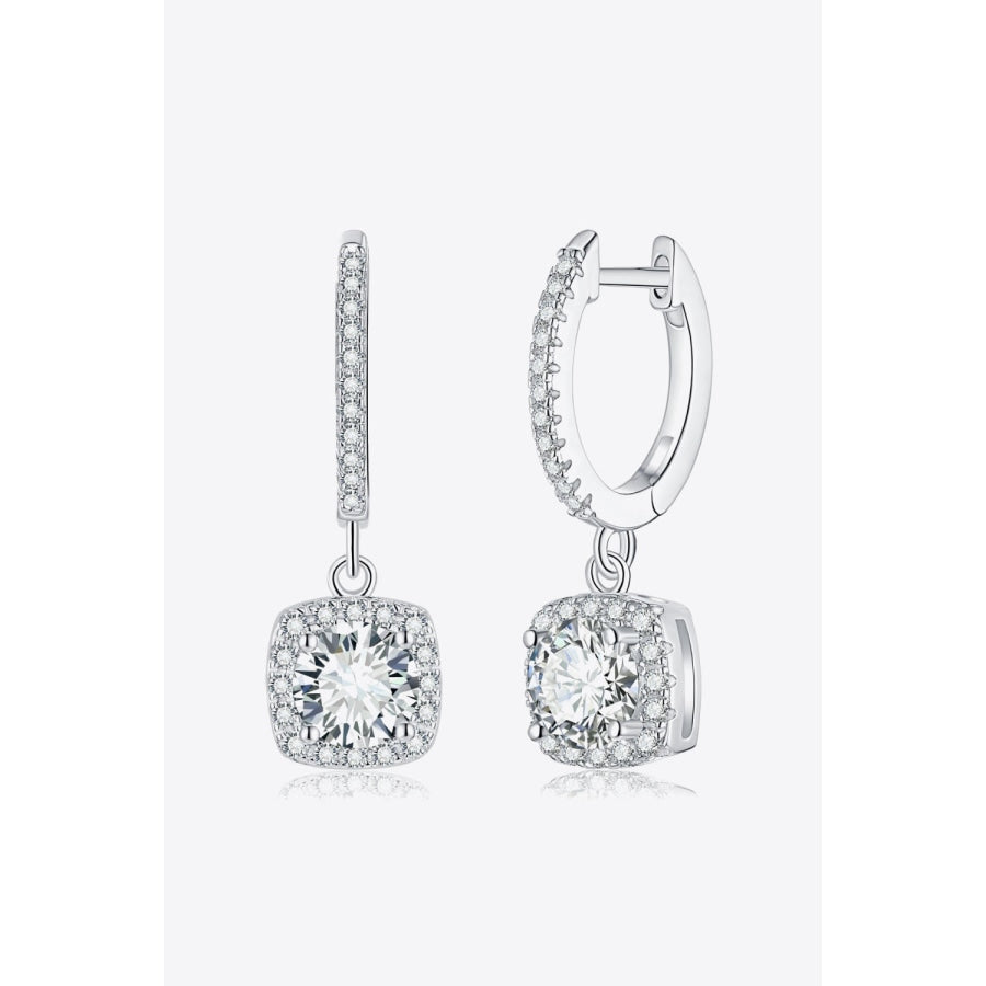 Moissanite Huggie Drop Earrings Silver / One Size