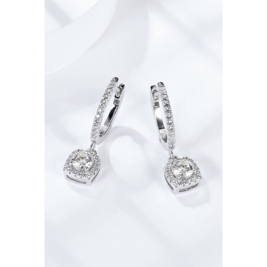 Moissanite Huggie Drop Earrings Silver / One Size