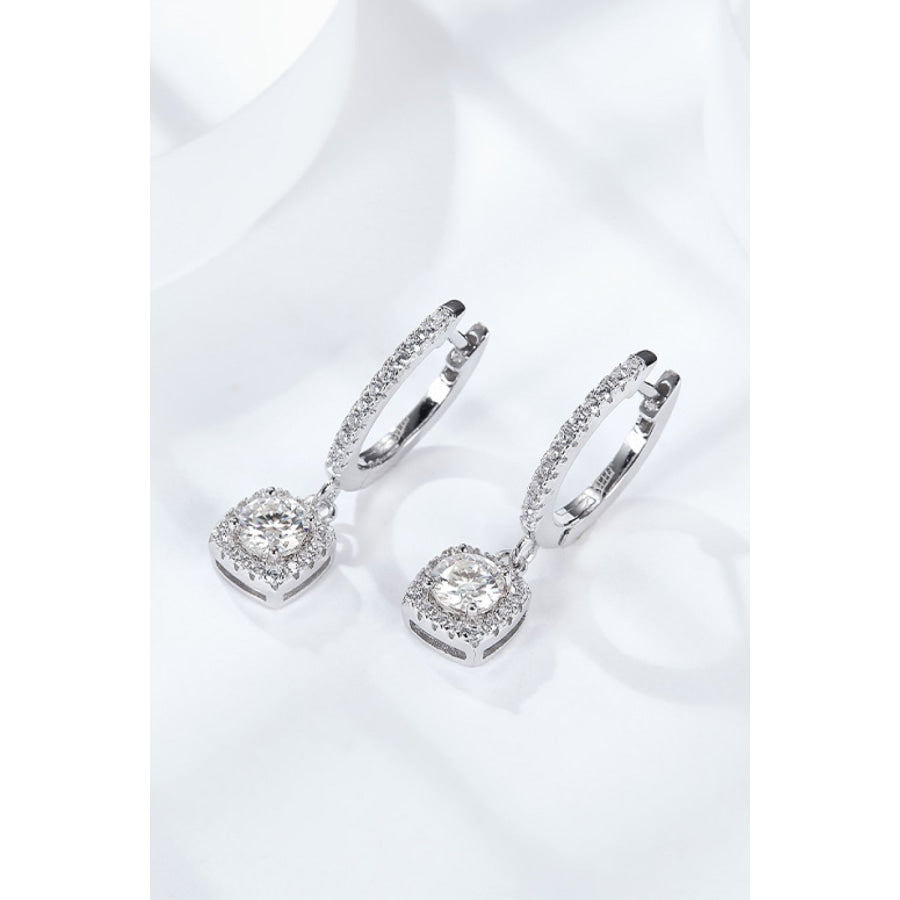 Moissanite Huggie Drop Earrings Silver / One Size