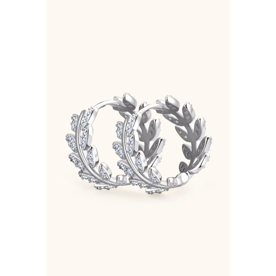 Moissanite Leaf 925 Sterling Silver Earrings