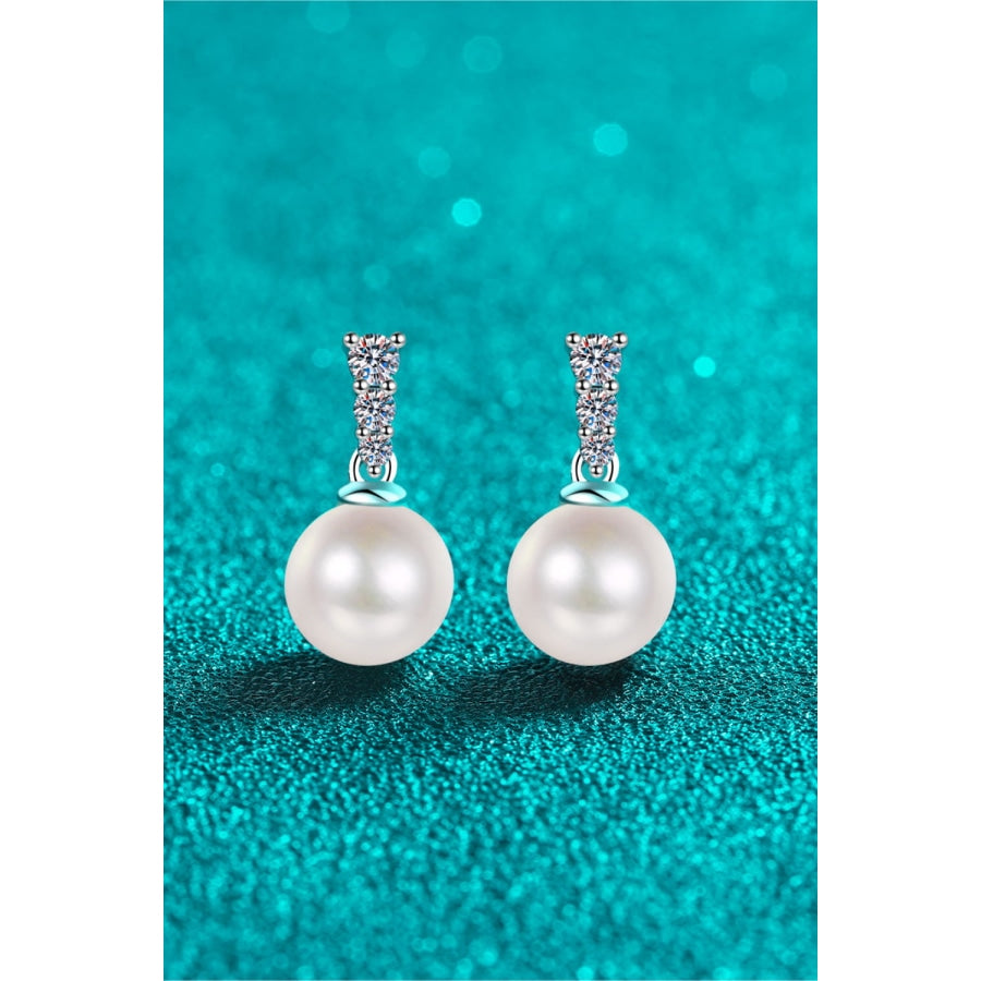 Moissanite Pearl Drop Earrings White / One Size