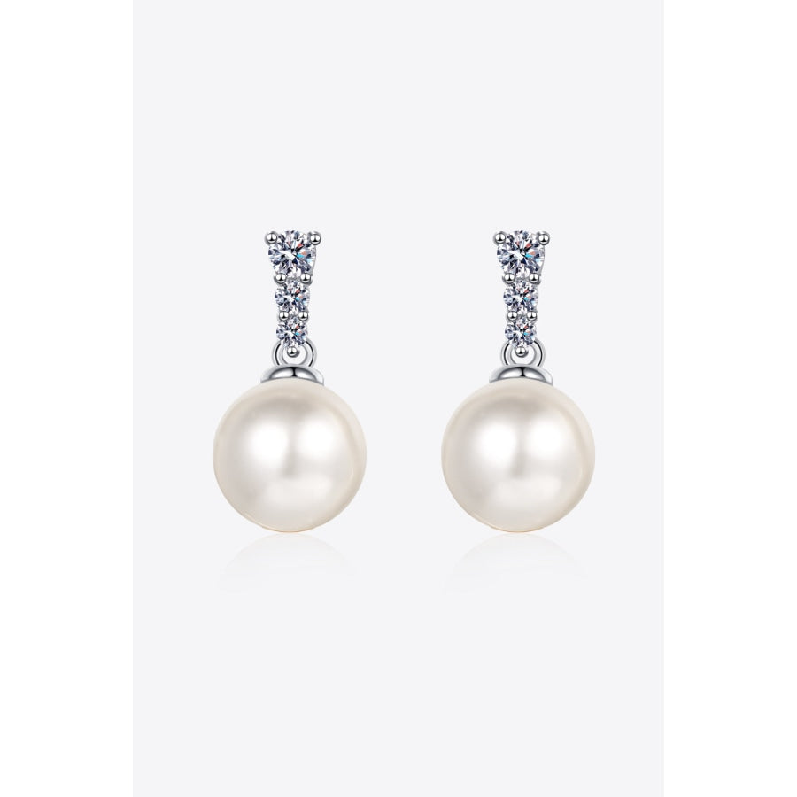 Moissanite Pearl Drop Earrings White / One Size