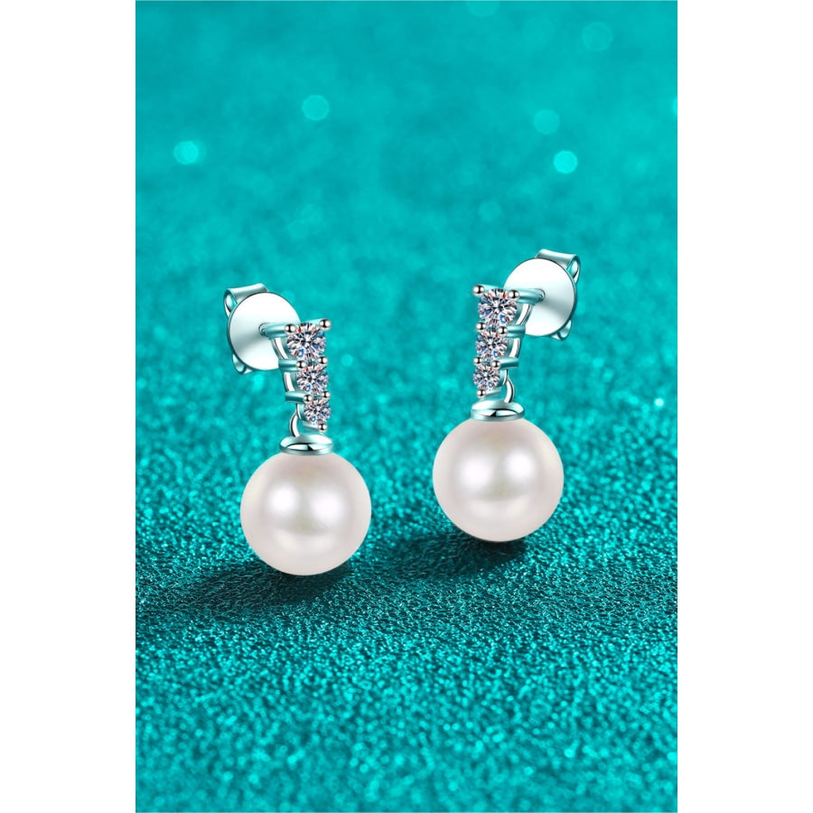 Moissanite Pearl Drop Earrings White / One Size