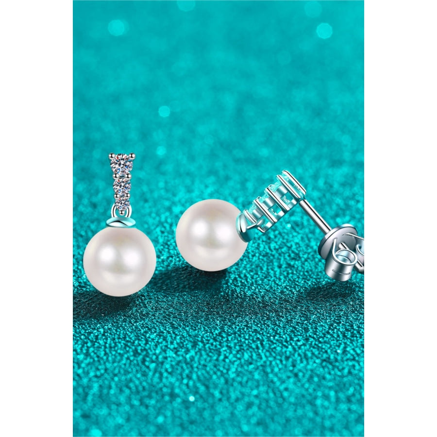 Moissanite Pearl Drop Earrings White / One Size