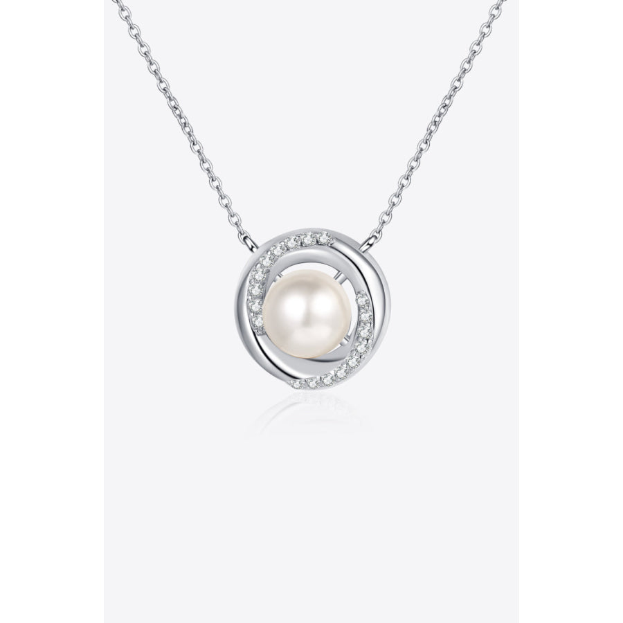 Moissanite Pearl Rhodium-Plated Necklace Silver / One Size