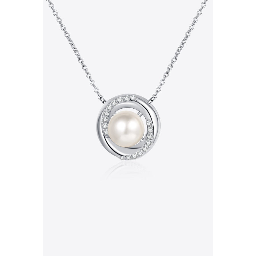 Moissanite Pearl Rhodium-Plated Necklace Silver / One Size
