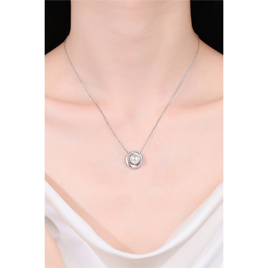 Moissanite Pearl Rhodium-Plated Necklace Silver / One Size