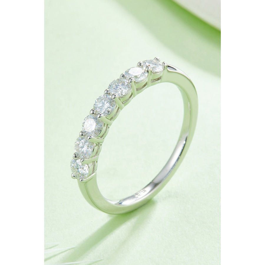 Moissanite Platinum-Plated Half-Eternity Ring Silver / 4.5