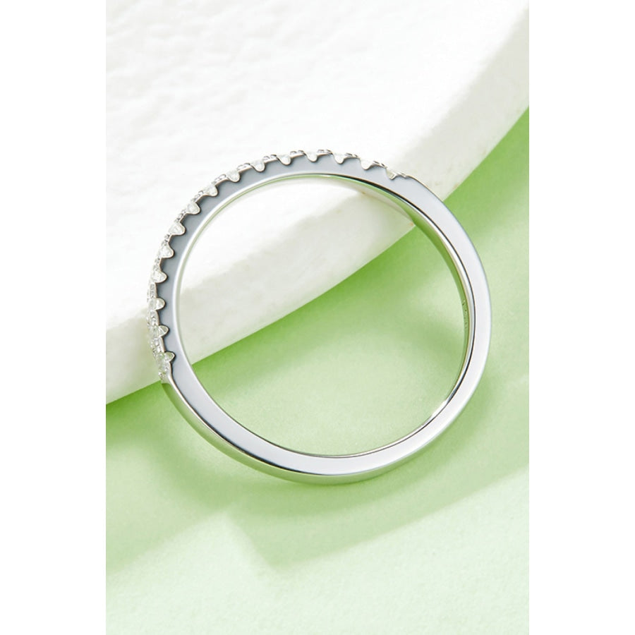 Moissanite Platinum-Plated Half-Eternity Ring