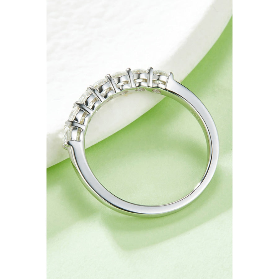 Moissanite Platinum-Plated Half-Eternity Ring