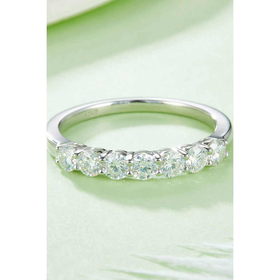 Moissanite Platinum-Plated Half-Eternity Ring