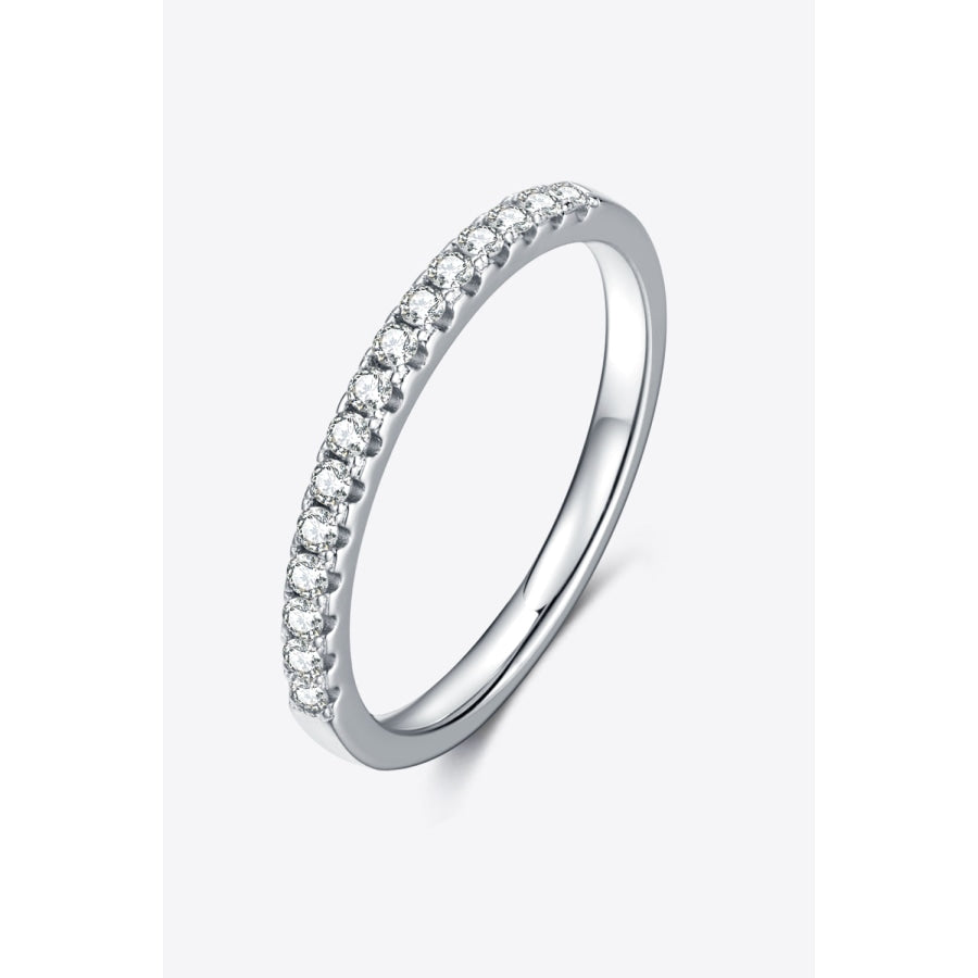 Moissanite Platinum-Plated Half-Eternity Ring