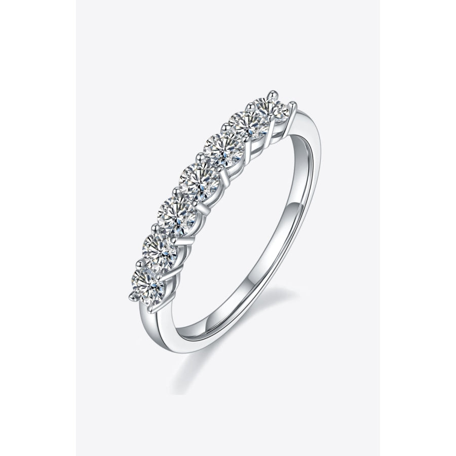 Moissanite Platinum-Plated Half-Eternity Ring