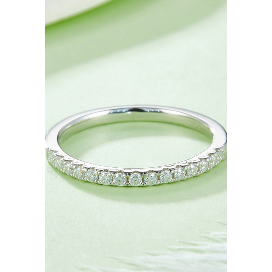 Moissanite Platinum-Plated Half-Eternity Ring