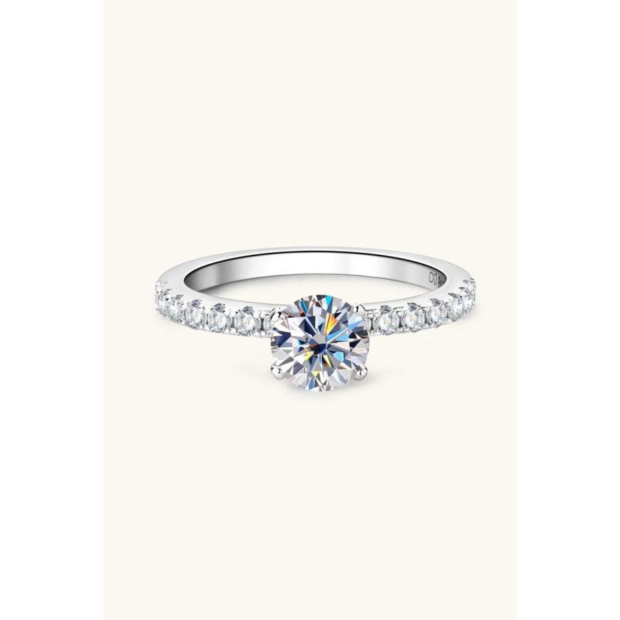 Moissanite Platinum-Plated Side Stone Ring Silver / 5