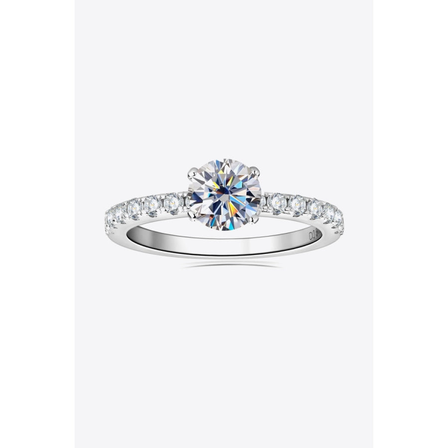 Moissanite Platinum-Plated Side Stone Ring