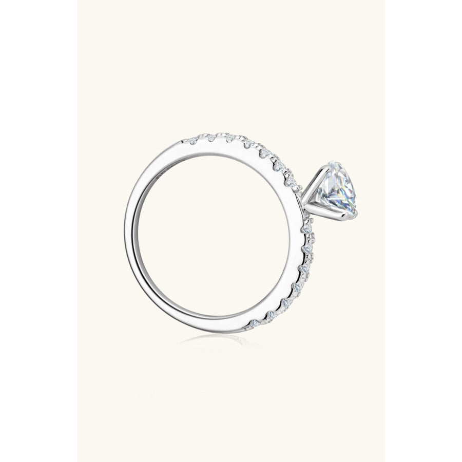 Moissanite Platinum-Plated Side Stone Ring