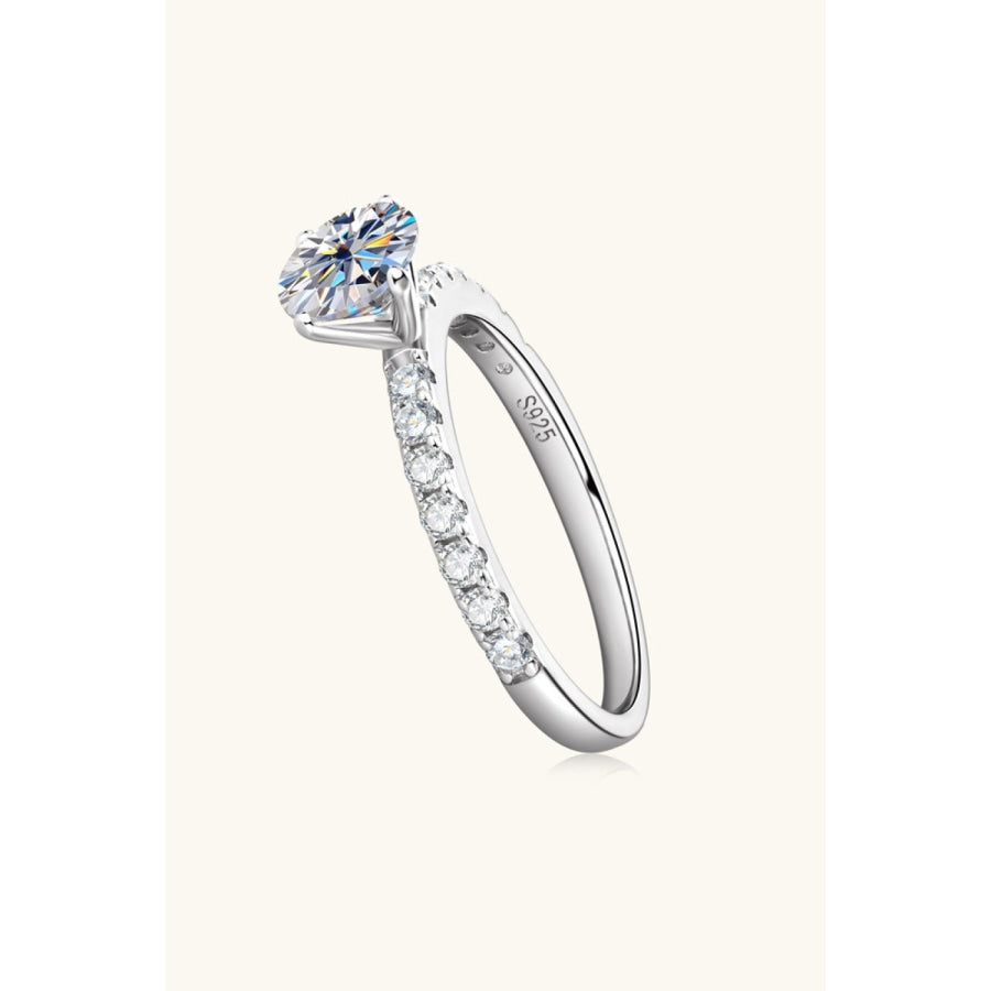 Moissanite Platinum-Plated Side Stone Ring